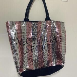 Victoria’s Secret Beach Bag,  Womens Pink & Silver Sequin